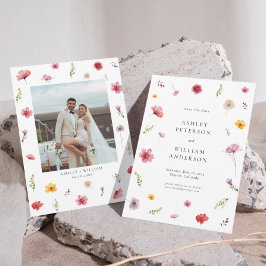 Wildflower Wedding Save the Date Foto Kaart