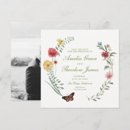 Wildflower Wedding Save the Date Kaart