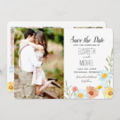Wildflower Wedding Save the Date Kaarten with Phot (Voorkant / Achterkant)