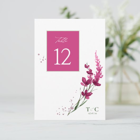 Wildflower Wedding Table No. Fuchsia ID954 Kaart (Staand voorkant)