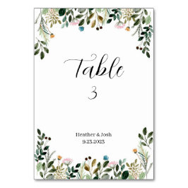 Wildflower Wedding Table Numbers Kaart