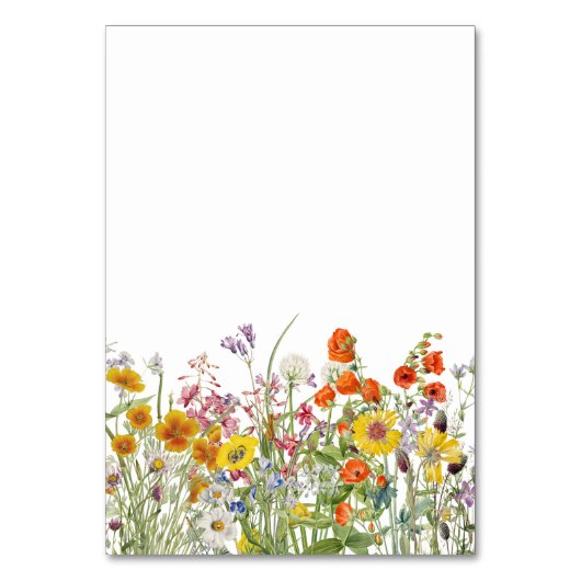 Wildflower Wedding Table Numbers Kaart (Achterkant)