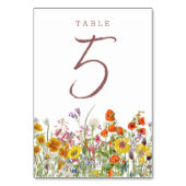 Wildflower Wedding Table Numbers Kaart (Voorkant)