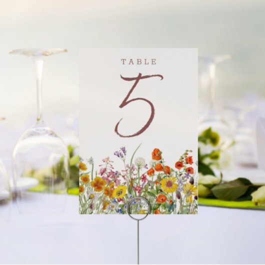 Wildflower Wedding Table Numbers Kaart