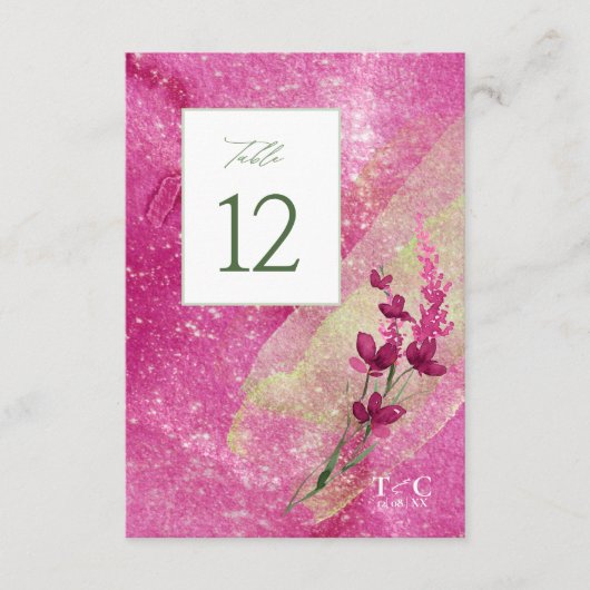 Wildflower Wedding Texture Table No. Fsia ID95 Kaart (Voorkant)