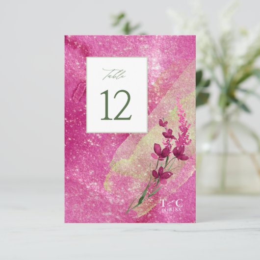 Wildflower Wedding Texture Table No. Fsia ID95 Kaart (Staand voorkant)