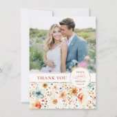 Wildflower Wedding Two Sided Thank You Photo Bedankkaart (Voorkant)