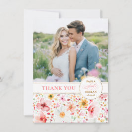 Wildflower Wedding Two Sided Thank You Photo Bedankkaart