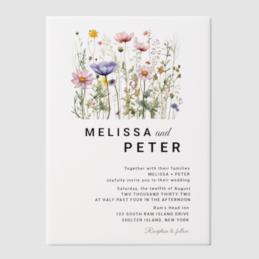 Wildflower Wedding Vellum Uitnodigingen (Voorkant)