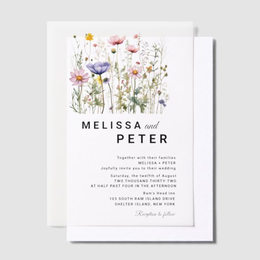 Wildflower Wedding Vellum Uitnodigingen (Offset)