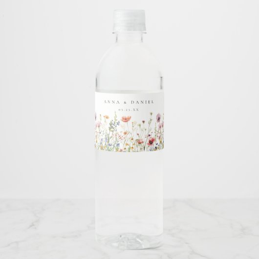 Wildflower Wedding Waterfles Etiket (Voorkant)