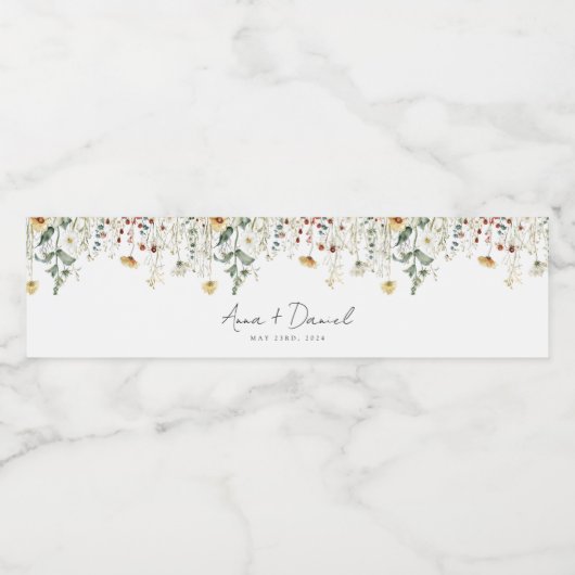 Wildflower Wedding Waterfles Etiket (Enkel label)