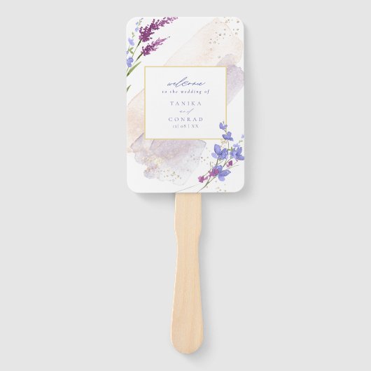 Wildflower Wedding Waterverf Ceremony Peri ID954 Handwaaier (Voorkant)