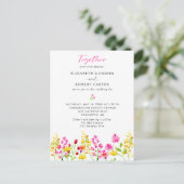 Wildflower Wedding Waterverf Elegant Script Invi Briefkaart (Staand voorkant)