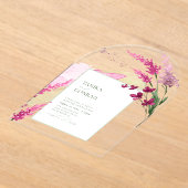 Wildflower Wedding Waterverf Fuchsia Boog ID954 Acryl Uitnodigingen (Laagn)