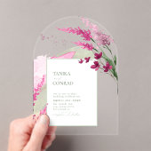 Wildflower Wedding Waterverf Fuchsia Boog ID954 Acryl Uitnodigingen (Insitu (Draagbaar))