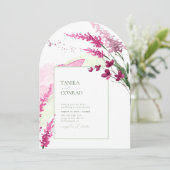 Wildflower Wedding Waterverf Fuchsia Boog ID954 Kaart (Staand voorkant)