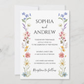 Wildflower Wedding Waterverf Modern Invitation Kaart (Voorkant)