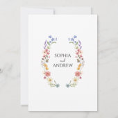 Wildflower Wedding Waterverf Modern Invitation Kaart (Achterkant)