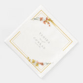 Wildflower Wedding Waterverf Names Gold ID954 Servet (Hoek)