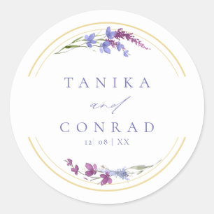 Wildflower Wedding Waterverf Names Peri ID954 Ronde Sticker