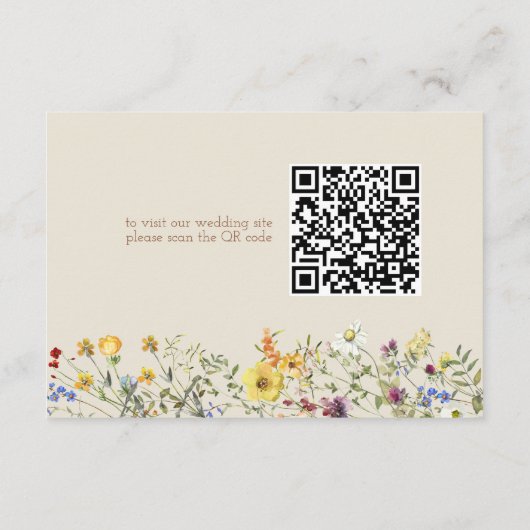 Wildflower Wedding Website Kaart met QR-code (Achterkant)