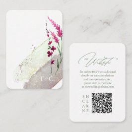 Wildflower Wedding Website QR Code Fuchsia ID954 Informatiekaartje