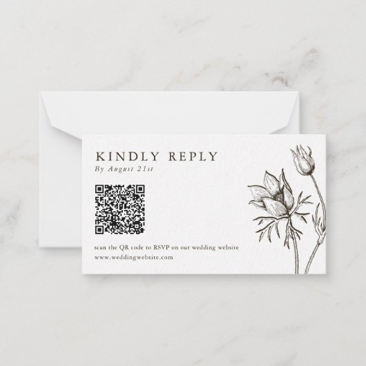 Wildflower Wedding Website QR Code RSVP Cards Notitiekaartje (Voorkant)