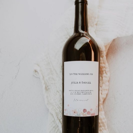 Wildflower Wedding wijnfles label Sjabloon Wijn Etiket