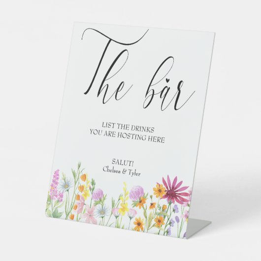 Wildflower weduwstang reclamebord met voetstuk (Voorkant)