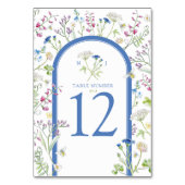 Wildflower weide bloemenbruiloft waterverf blauw kaart (Voorkant)