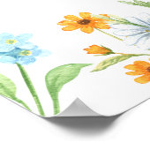 Wildflower Weide Bloemgrens Huwelijksscript Poster (Hoek)