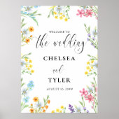 Wildflower Weide Bloemgrens Huwelijksscript Poster (Voorkant)