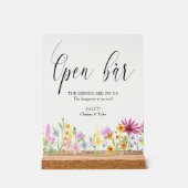 Wildflower Weide Bruiloft Open Bar Acryl Bord (Voorkant)