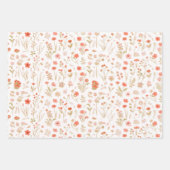 Wildflower weide Geel, Sinaasappel, Perzik, Wit Inpakpapier Vel (Voorkant 3)