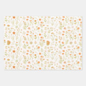 Wildflower weide Geel, Sinaasappel, Perzik, Wit Inpakpapier Vel (Voorkant 2)