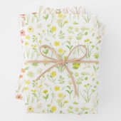 Wildflower weide Geel, Sinaasappel, Perzik, Wit Inpakpapier Vel (In situ)