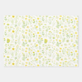 Wildflower weide Geel, Sinaasappel, Perzik, Wit Inpakpapier Vel (Voorkant)
