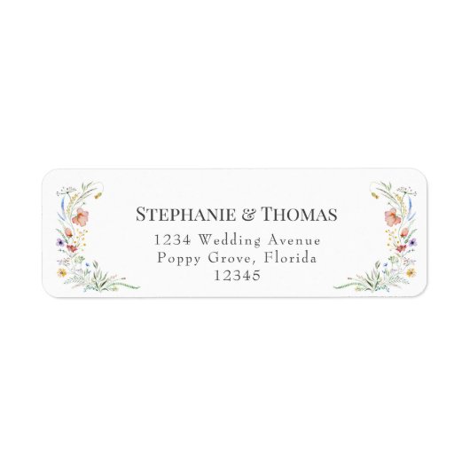 Wildflower Weide Huwelijk Retouradres Label (Voorkant)