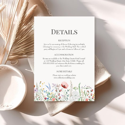 Wildflower Weide Trouwdetails Kaart