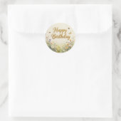 Wildflower Weide Verjaardagstaart Topper Ronde Sticker (Tas)