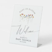 Wildflower Welkom Baby in Bloom Baby shower Reclamebord Met Voetstuk (Voorkant)
