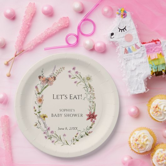 Wildflower wenst een Baby shower in bloei Papieren Bordje (Feest)