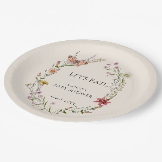 Wildflower wenst een Baby shower in bloei Papieren Bordje (Gekanteld)