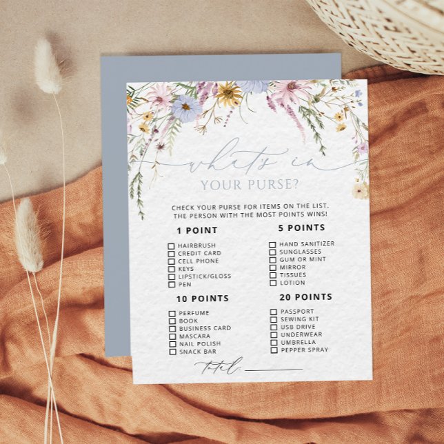 Wildflower Whats in je tas Baby shower spel (Creator heeft geüpload)