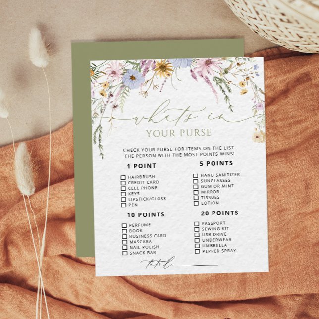 Wildflower Whats in je tas Baby shower spel (Creator heeft geüpload)