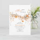 Wildflower Whimsica Beige Aardse Meisje Baby showe Kaart (Staand voorkant)