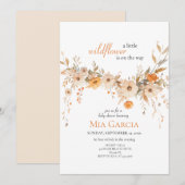 Wildflower Whimsica Beige Aardse Meisje Baby showe Kaart (Voorkant / Achterkant)