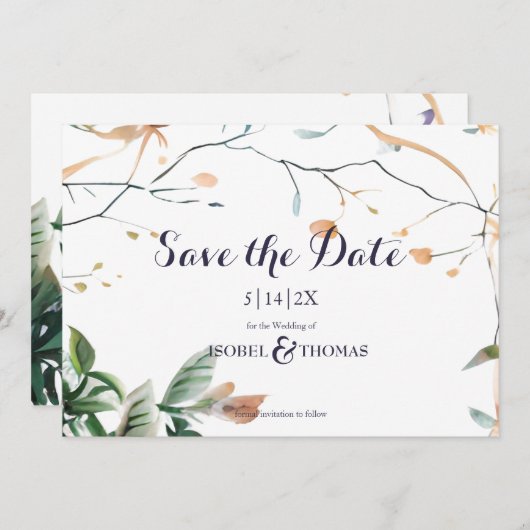 Wildflower Whimsical Boho Greenery Wedding Save The Date (Voorkant / Achterkant)