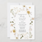 Wildflower Whimsical Boho Modern Engagement Party Kaart (Voorkant)